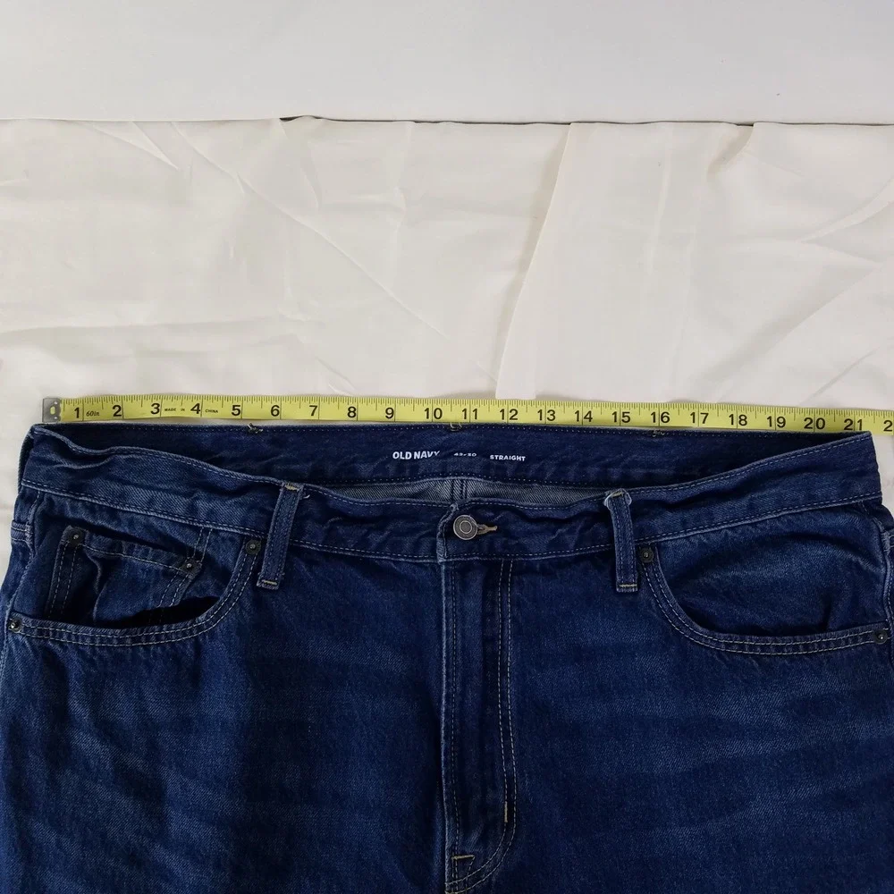 Old‎ Navy Mens 42x30 Straight Dark Wash Blue Denim Jeans Cotton Casual